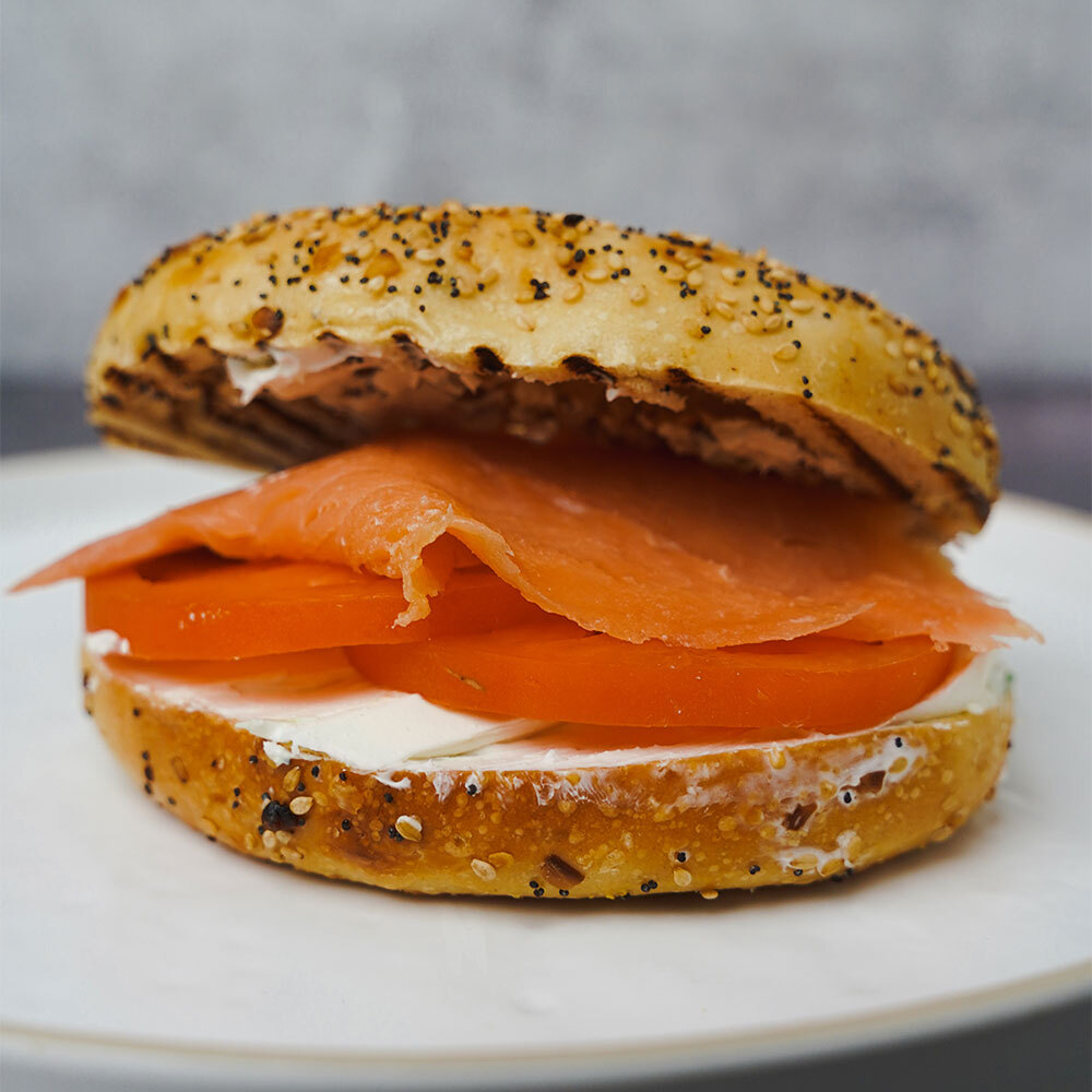 Customer ordered an Astoria, Queens bagel sandwich online.